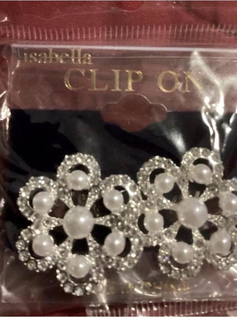 Isabella Silver Pearl & Rhinestone Clip-On Earrings